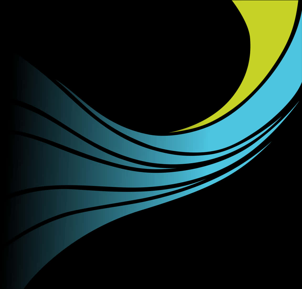 Abstract Blue Yellow Wave Design PNG