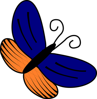 Abstract Blueand Orange Butterfly PNG