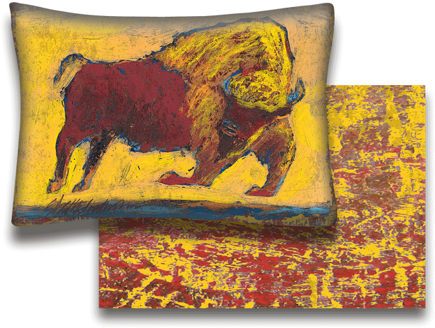 Abstract Bull Art Pillow PNG