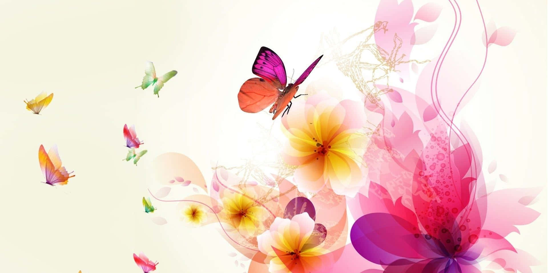 Abstract Butterflies Floral Artwork Wallpaper