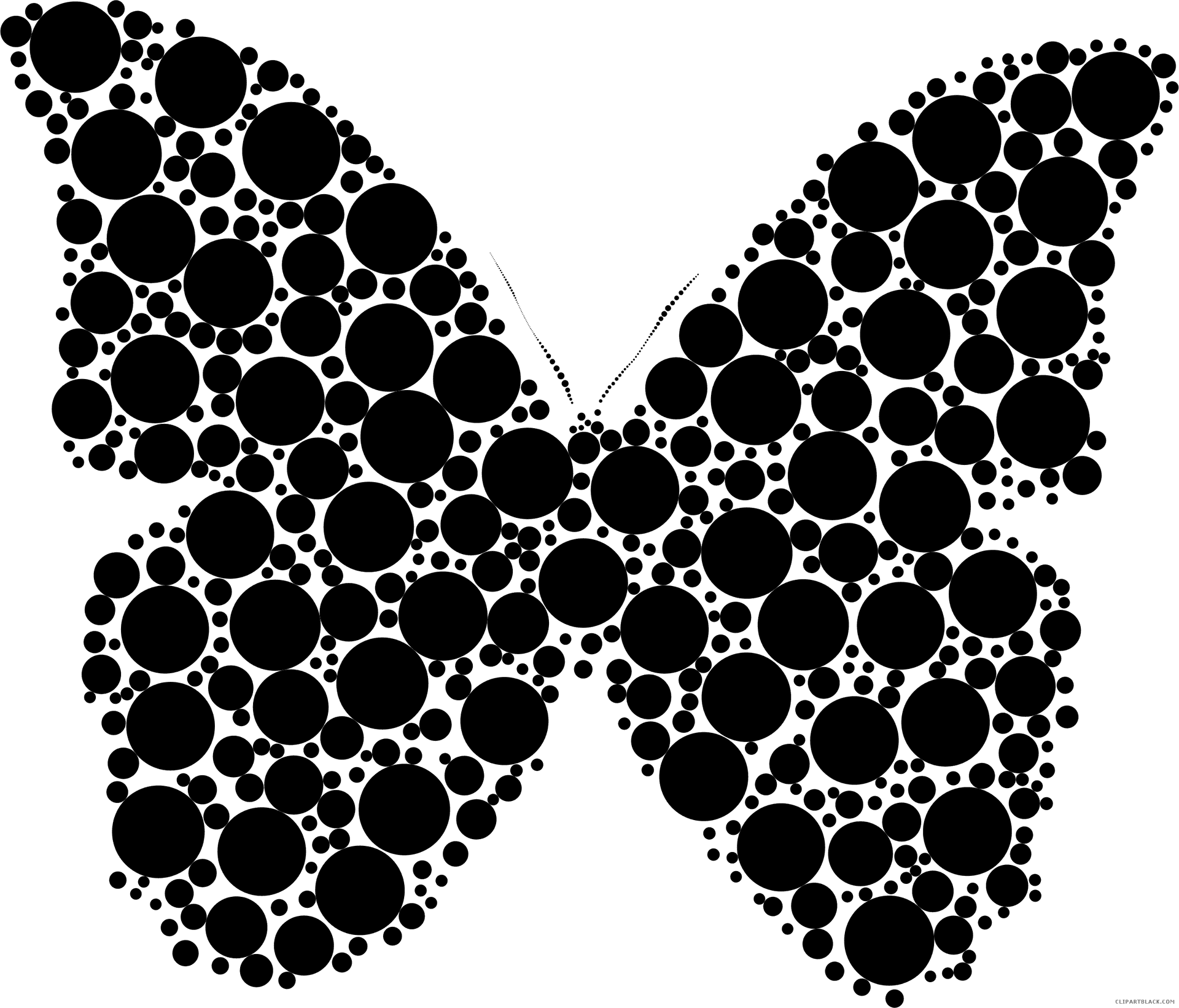 Abstract Butterfly Circles Blackand White PNG