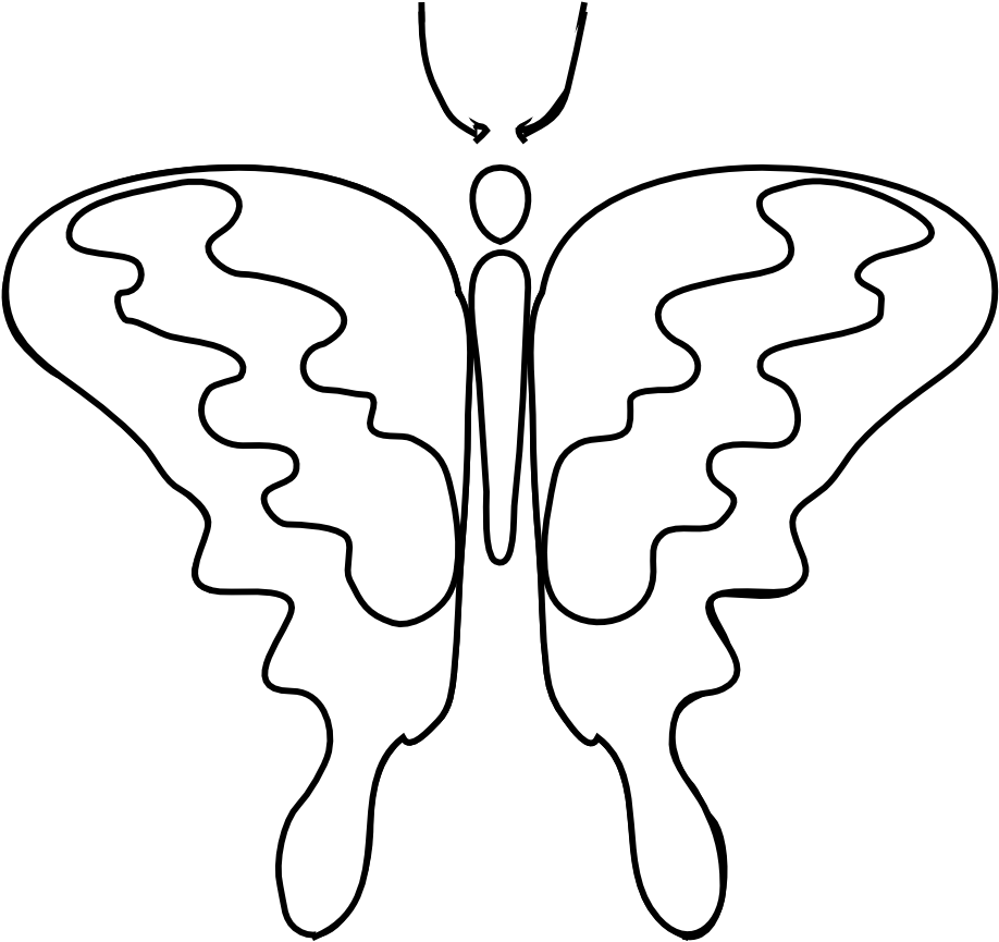 Abstract Butterfly Outline Black And White PNG