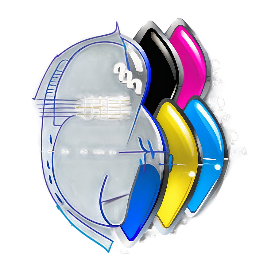 Abstract C M Y K Guitar Design PNG