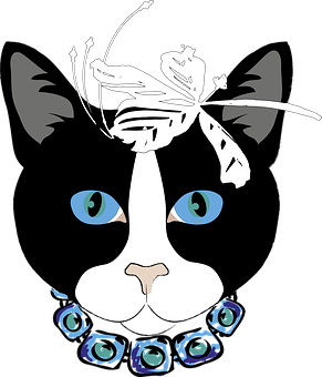 Abstract Cat Artwith Blue Eyes PNG