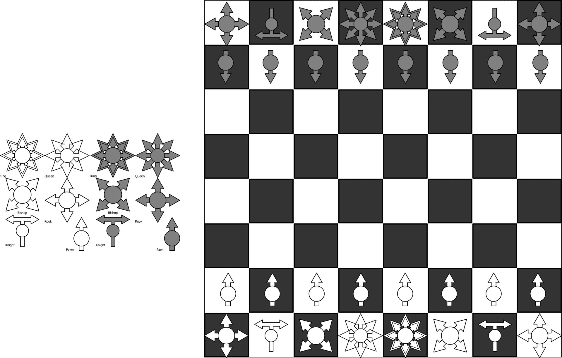 Abstract Chess Pieces Setup PNG