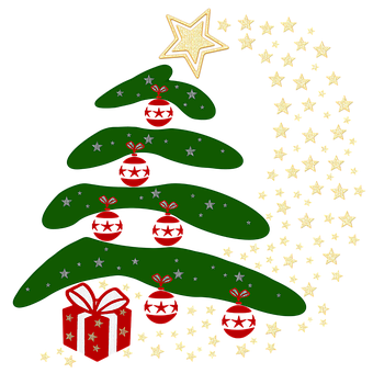 Abstract Christmas Treeand Gifts PNG