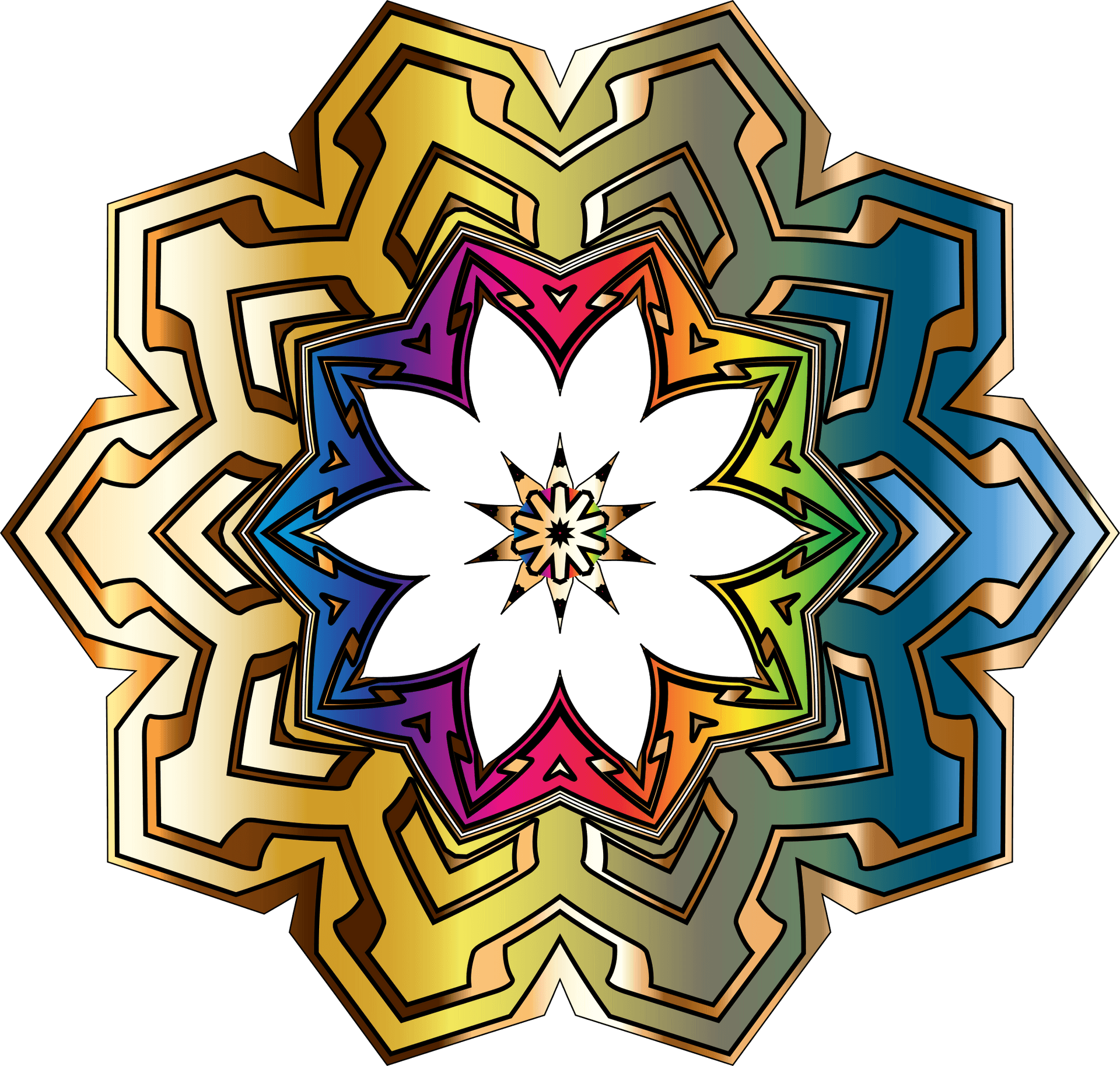 Abstract Chrysanthemum Kaleidoscope Art PNG