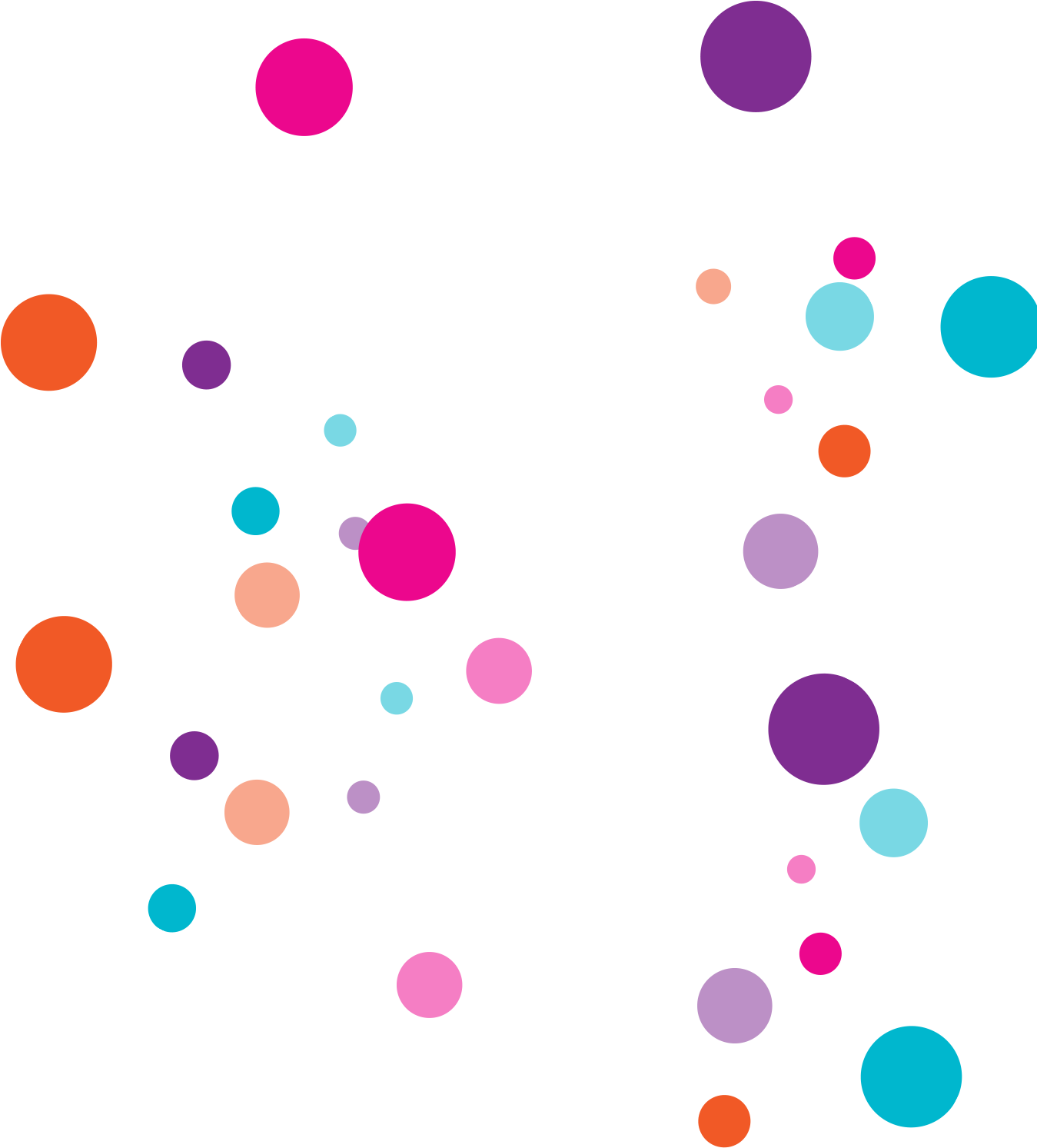 Abstract Circle Pattern Background PNG — Vibrant colorful circles float randomly against a stark black background creating a playful abstract composition.