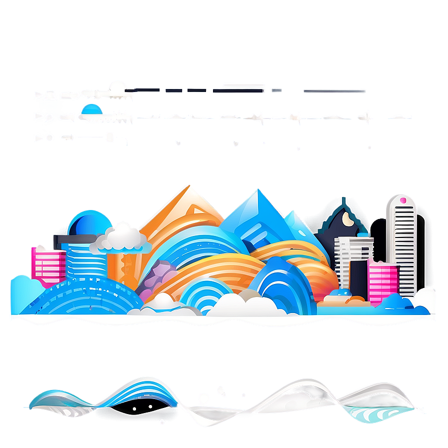 Abstract Cityscape Line Art Vector PNG