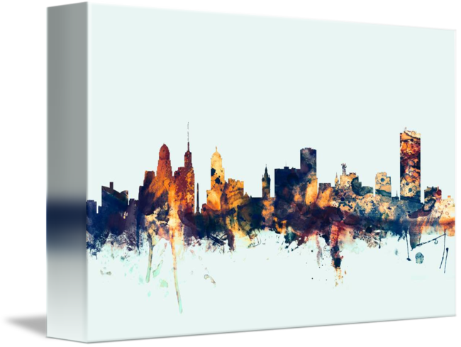 Abstract Cityscape Watercolor Canvas Art PNG
