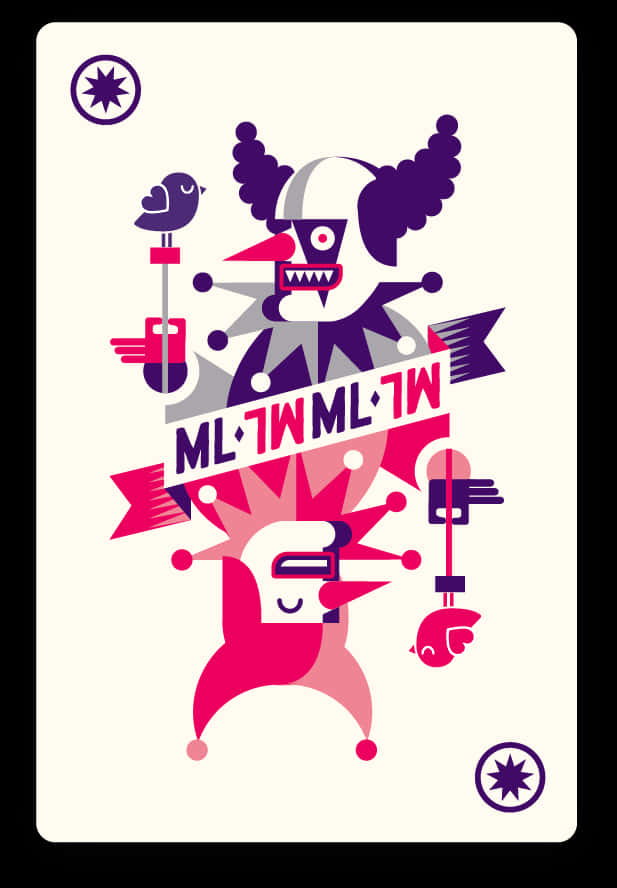 Abstract Clown Playing Card Design PNG