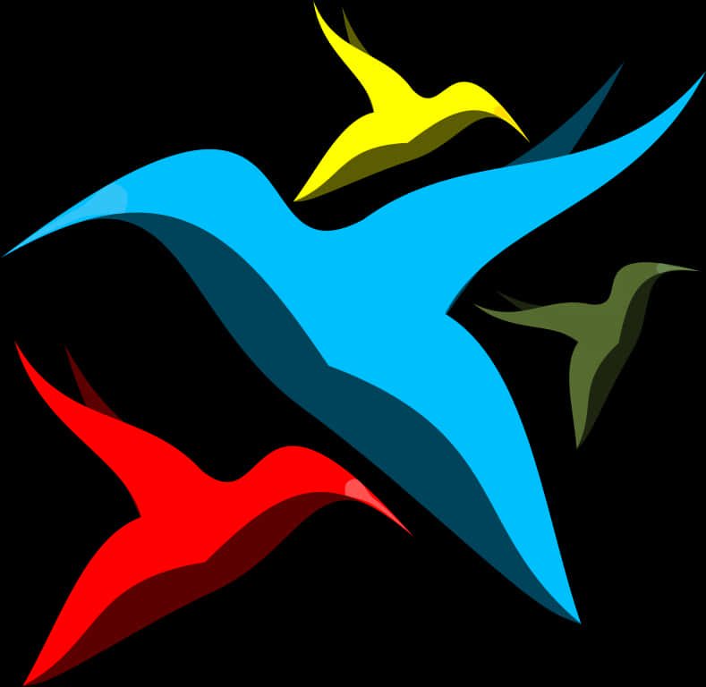 Abstract Colorful Birds Vector PNG