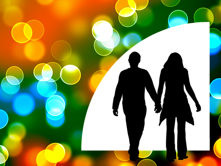 Abstract Colorful Bokehwith Black Silhouette PNG