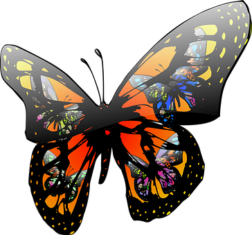 Abstract Colorful Butterfly Art PNG