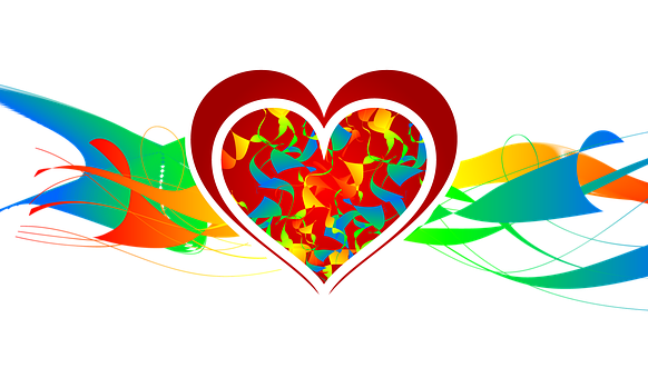 Abstract Colorful Heart Design PNG