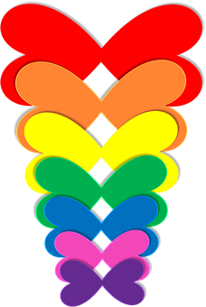 Abstract Colorful Heart Shapes PNG