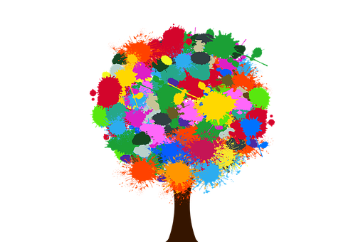 Abstract Colorful Splatter Tree PNG