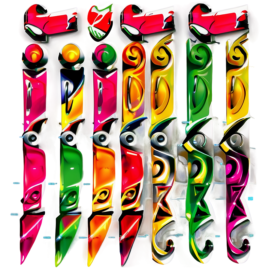 Abstract Colorful Totem Poles Vector Art PNG