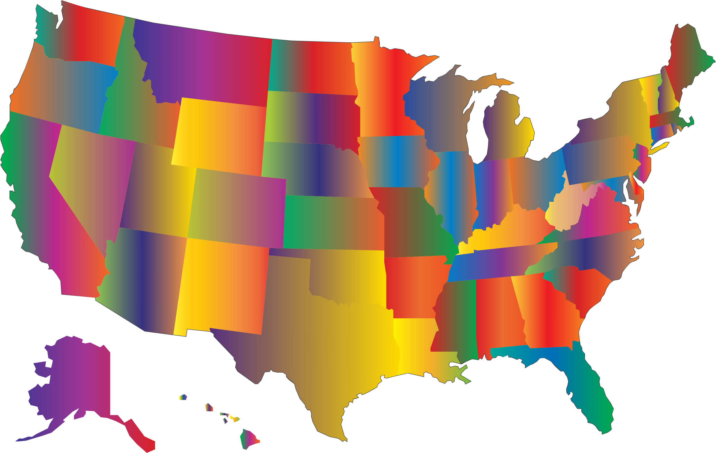 Abstract Colorful U S A Map PNG