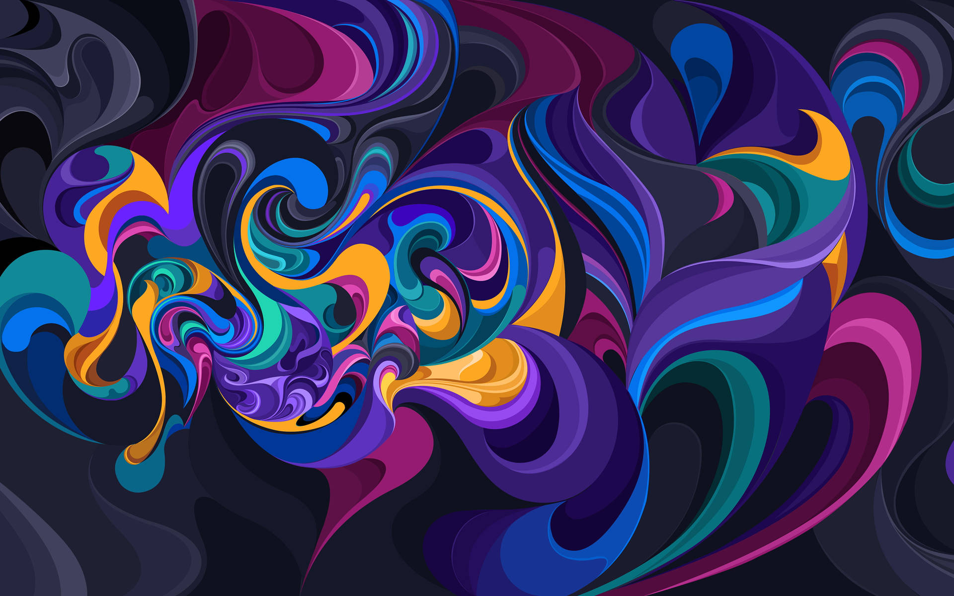 Abstract Colorful Waves Material Design Wallpaper