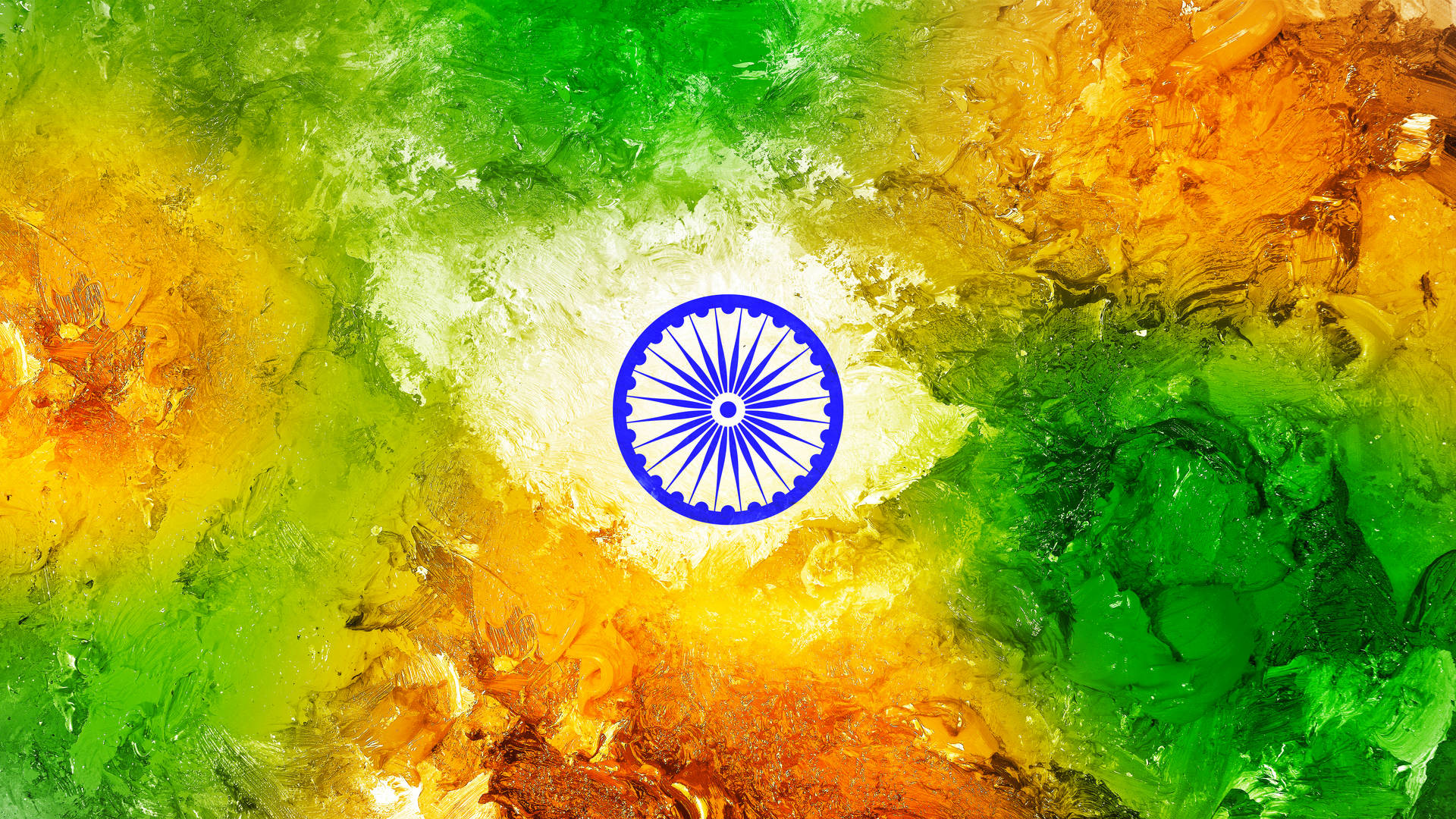 Abstrakte farver af indisk flag 4k tapet. Wallpaper