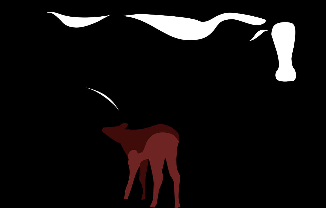 Abstract Cowand Calf Silhouette PNG
