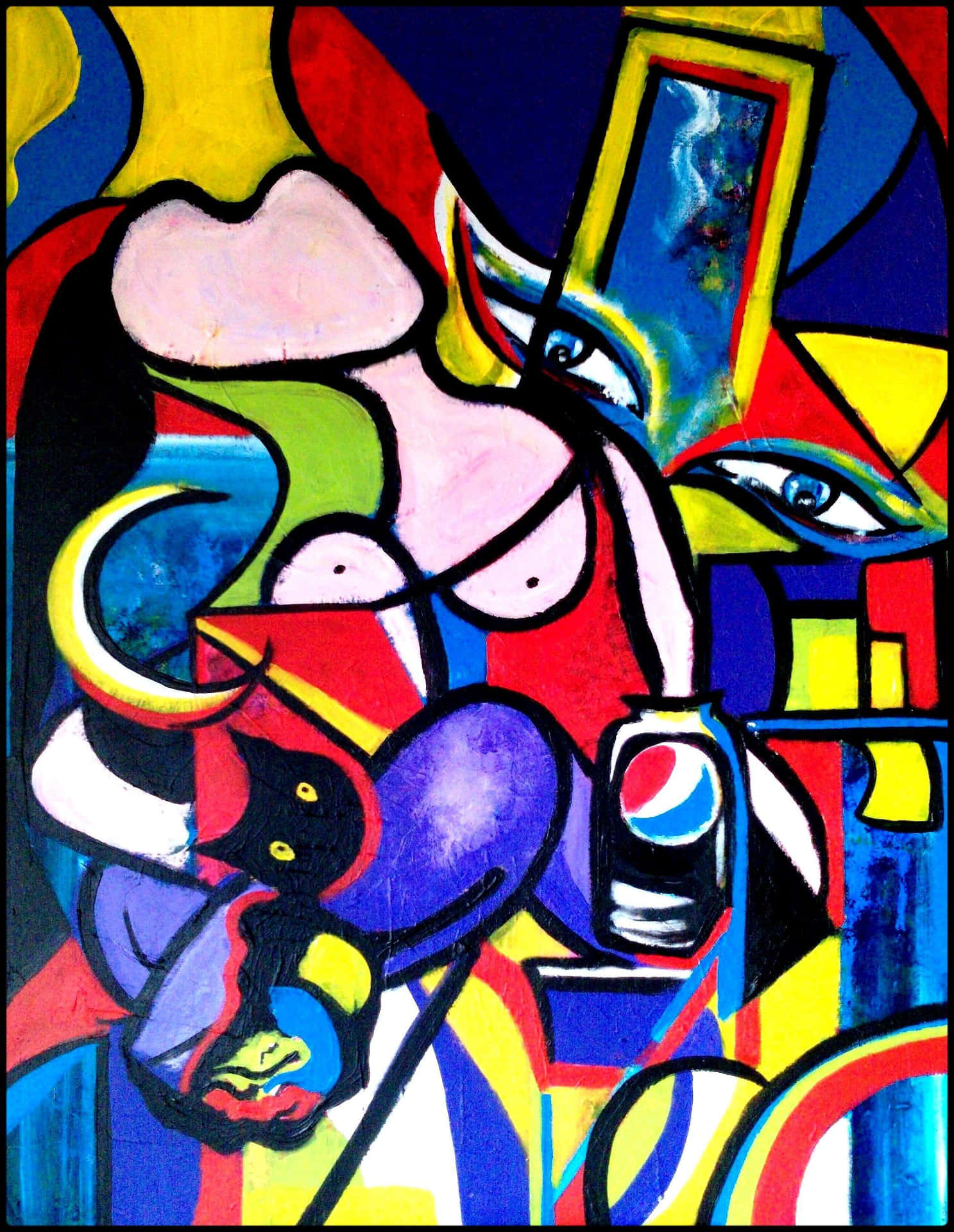 Abstract Cubist Painting Picasso Inspired Wallpaper