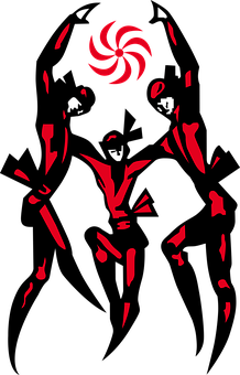 Abstract Dancer Silhouette Red Black PNG