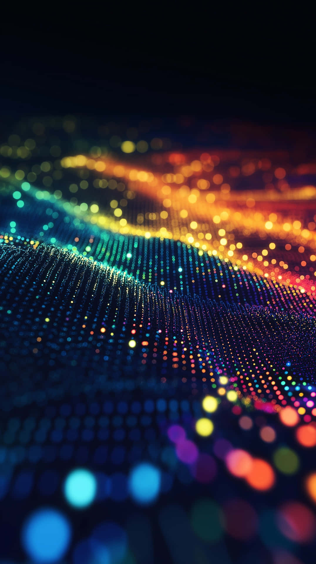 Abstract Digital Art Of Multicolored Glowing Dots In A Dynamic Wave Wallpaper