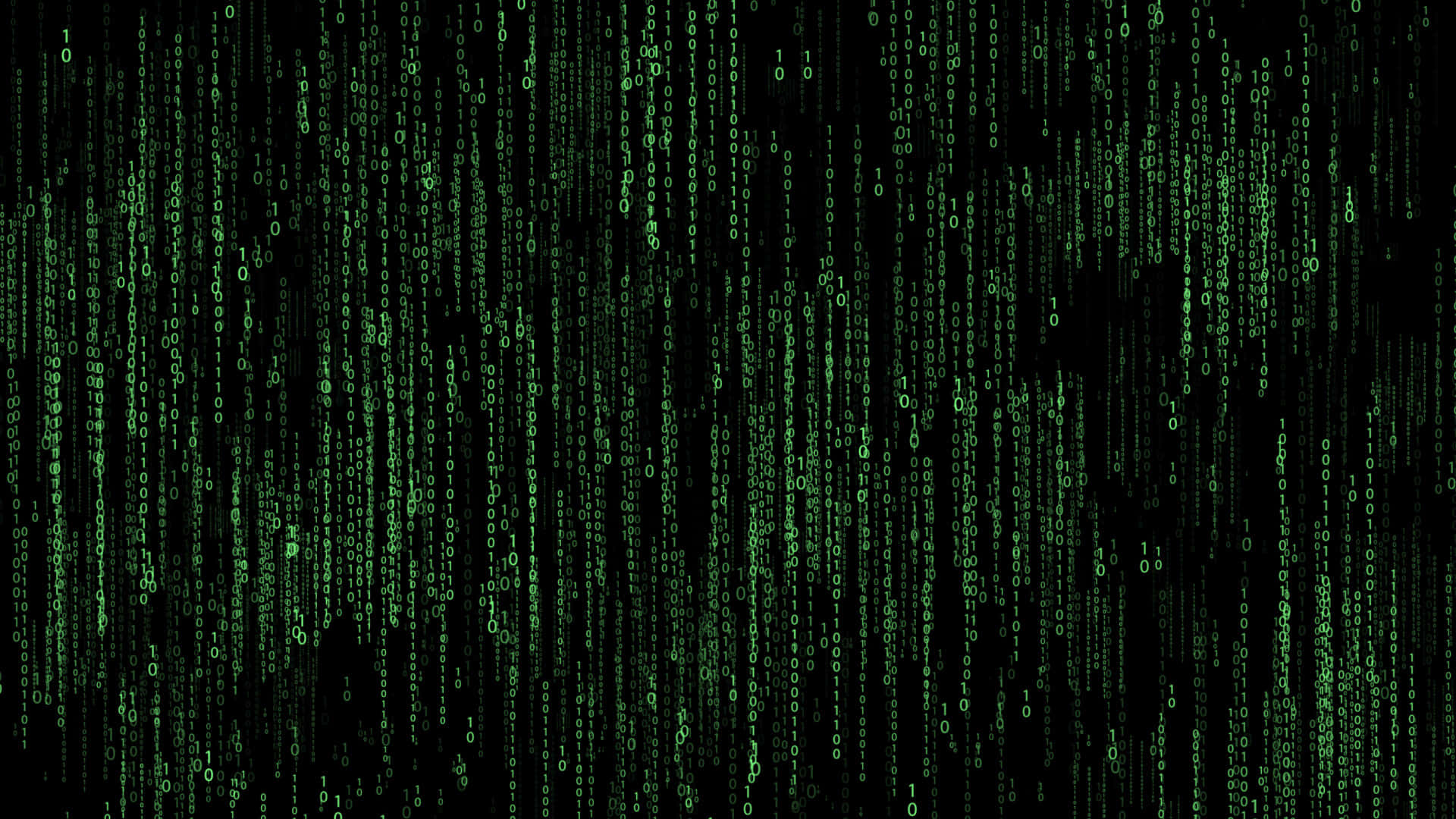 Green binary code falling vertically on black background like in The Matrix