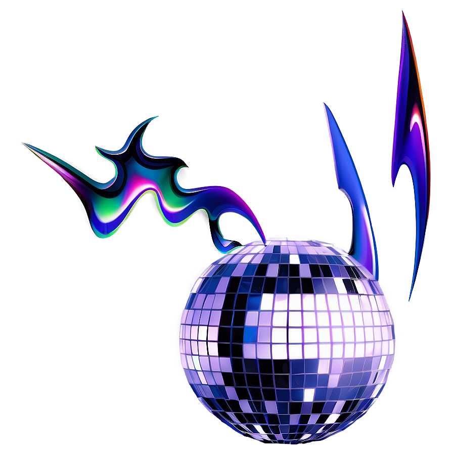 Abstract Disco Ballwith Colorful Waves PNG