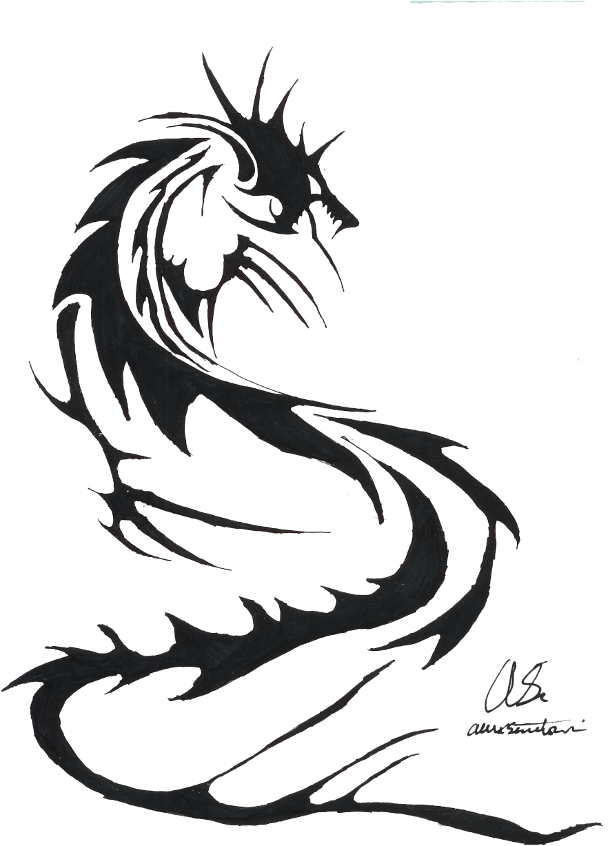 Abstract Dragon Tattoo Design PNG