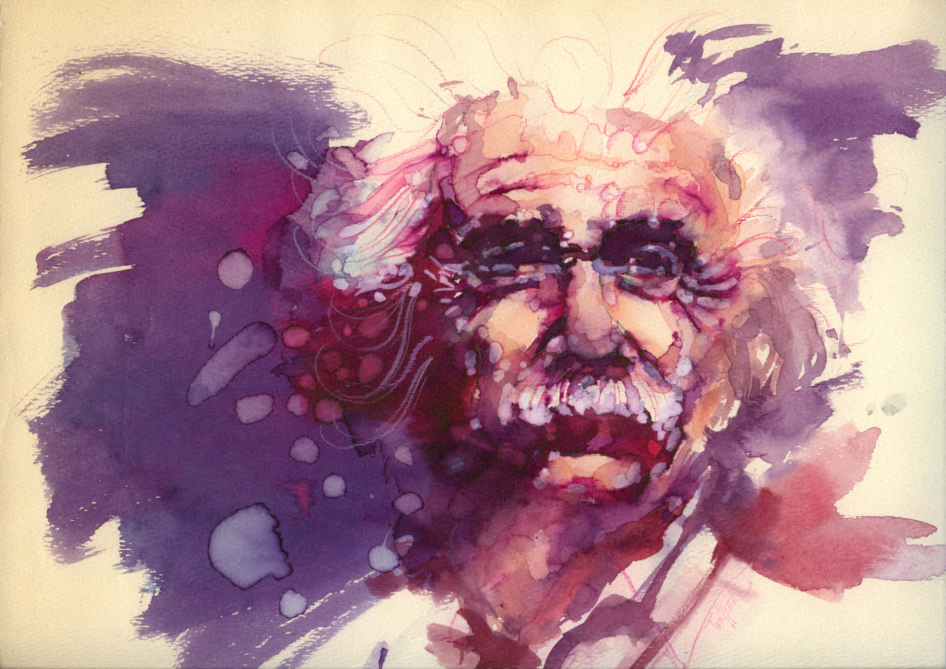 Abstract Einstein Watercolor Portrait Wallpaper