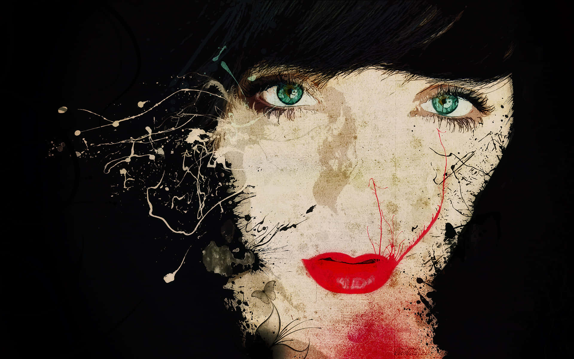 Abstract Emo Girl Artwork Wallpaper