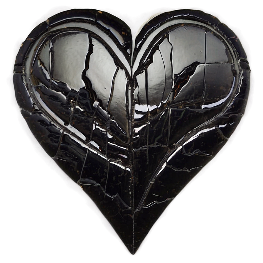 Abstract Expressionist Black Broken Heart Png 70 PNG