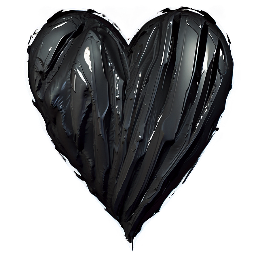 Abstract Expressionist Black Broken Heart Png Fam33 PNG