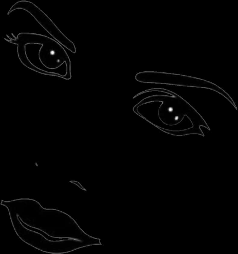 Abstract Face Outline Drawing PNG