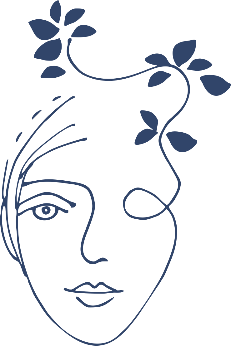 Abstract Facewith Plants Line Art PNG