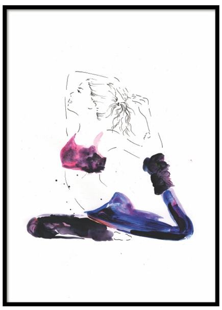 Abstract Feminine Sketchand Color Splashes PNG