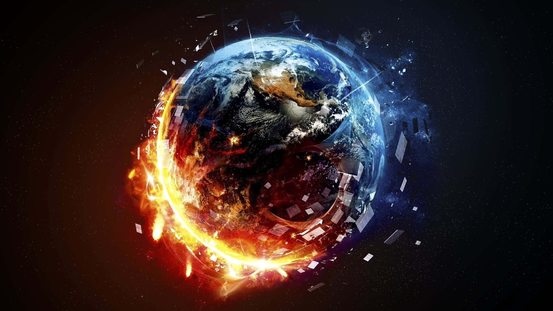 Abstract Fireand Ice Earth Wallpaper