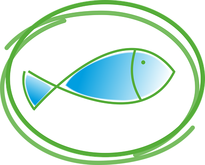 Abstract Fish Icon Green Blue PNG