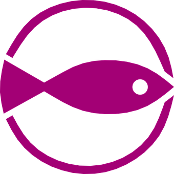 Abstract Fish Icon Purple Black Background PNG