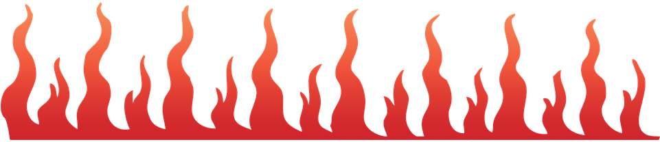 Abstract Flame Pattern Vector PNG — Vivid stylized flames in gradient reds and oranges rise against a stark black background.