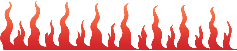 Abstract Flame Pattern Vector PNG — Vivid stylized flames in gradient reds and oranges rise against a stark black background.