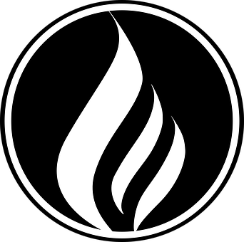 Abstract Flame Symbol Blackand White PNG