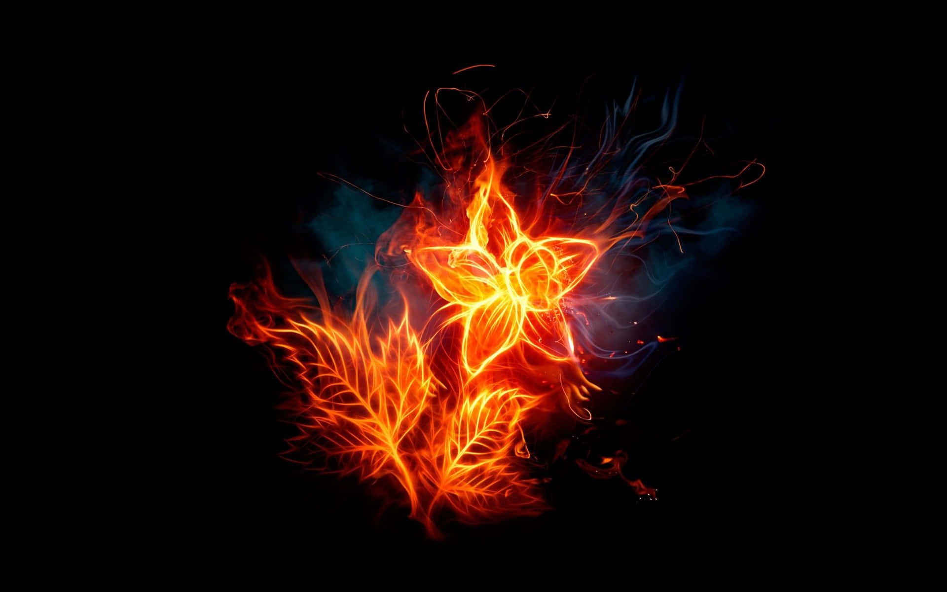 Abstract_ Flaming_ Leaf_ Design Wallpaper