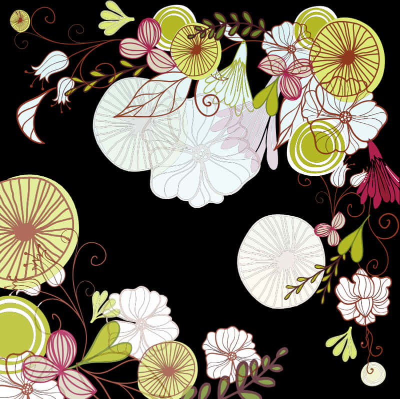 Abstract_ Floral_ Border_ Design PNG