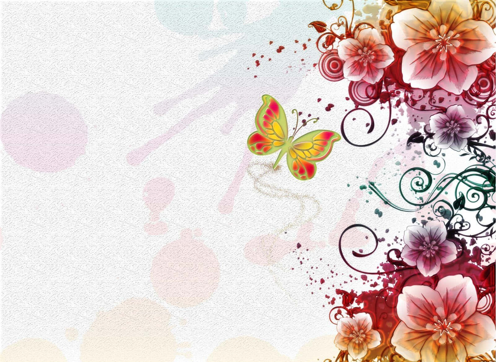 Abstract Floral Butterfly Artwork Wallpaper