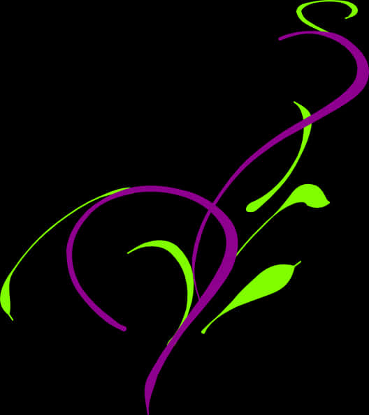 Abstract Floral Designon Black Background PNG