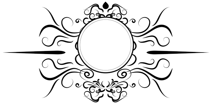 Abstract Floral Frame Blackand White PNG
